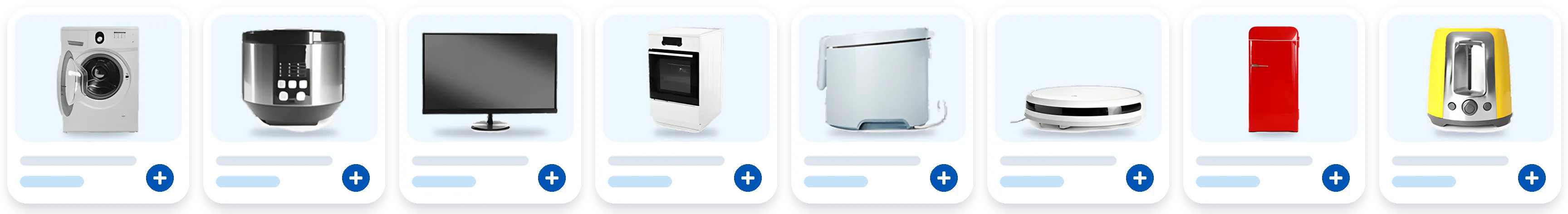 A row of home appliances.